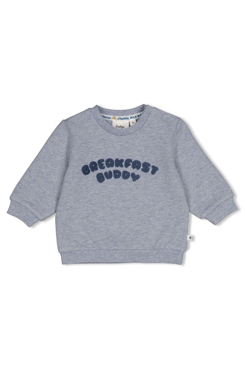 Feetje Sweater Breakfast Buddy blauw melange, babytrui